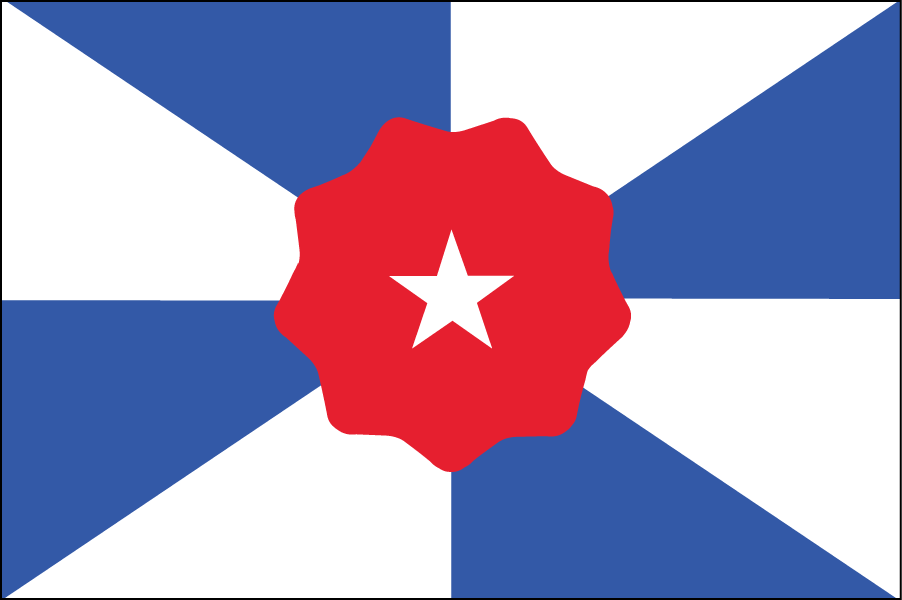 ALABAMA: The symbol of Dixie in the middle is surrounded by eight triangles representing the eight Native American tribes who used to live there. The triangles also form a subtle “X” shape, referencing the existing Alabama flag.
