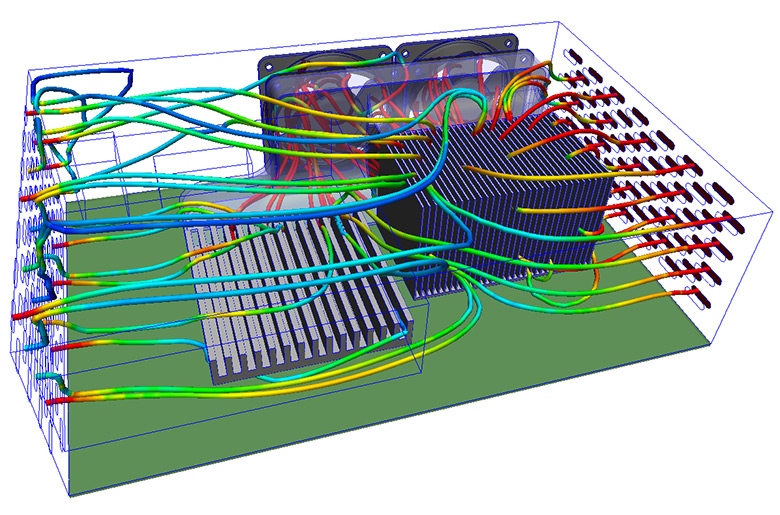 Computational fluid dynamics (CFD) analysis at work in a consumer electronics device.